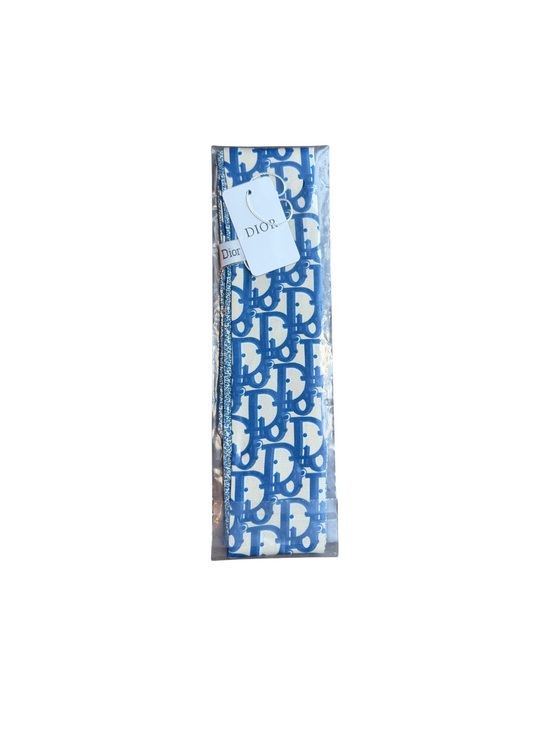 Dior Other - Dior Blue and White Logo Print Silk Twilly